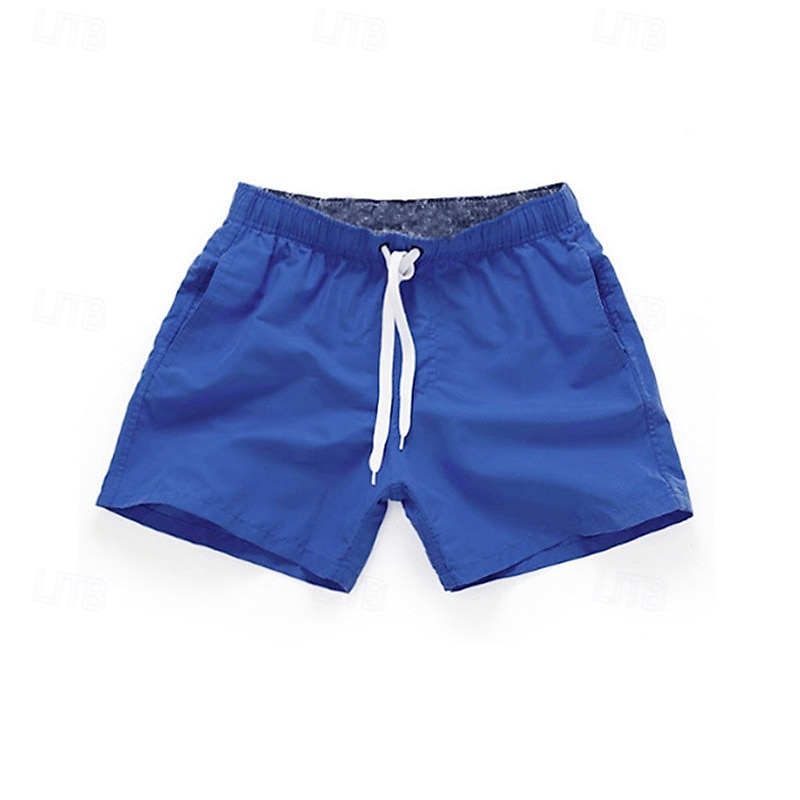 Herre Surfeshorts Badeshorts Snorer Elastisk midje Elastisk snordesign Ensfarget Hurtigtørkende Sport Kort Daglig Ut på byen Strand Gatemote Fritid Svart Hvit Mikroelastisk 2025 - $10.49 –P13