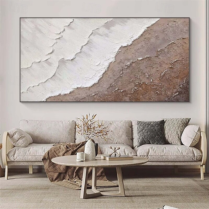 großes braunes Wellengemälde, handgemaltes braunes abstraktes Wellengemälde, handgemachtes schwarz-weißes Ozean-Ölgemälde, Kunst, modernes Gemälde, großes Kunstwerk, abstraktes Gemälde, Wandkunst, 2025 - $75.99 –P4