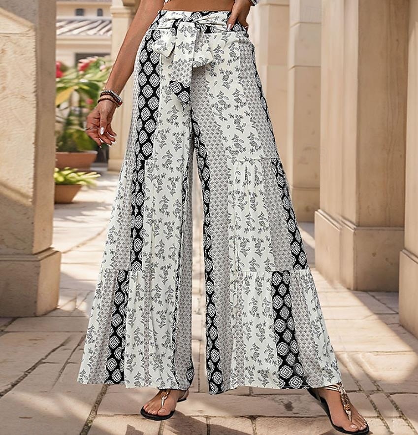 Women's Pants Trousers Fashion Streetwear Full Length High Waist Solid Color Color Block Pocket Bowknot Comfort Breathability Soft Micro-elastic Vacation Street Daily Apricot Black Red Blue Fall 2025 - $32.99 –P5