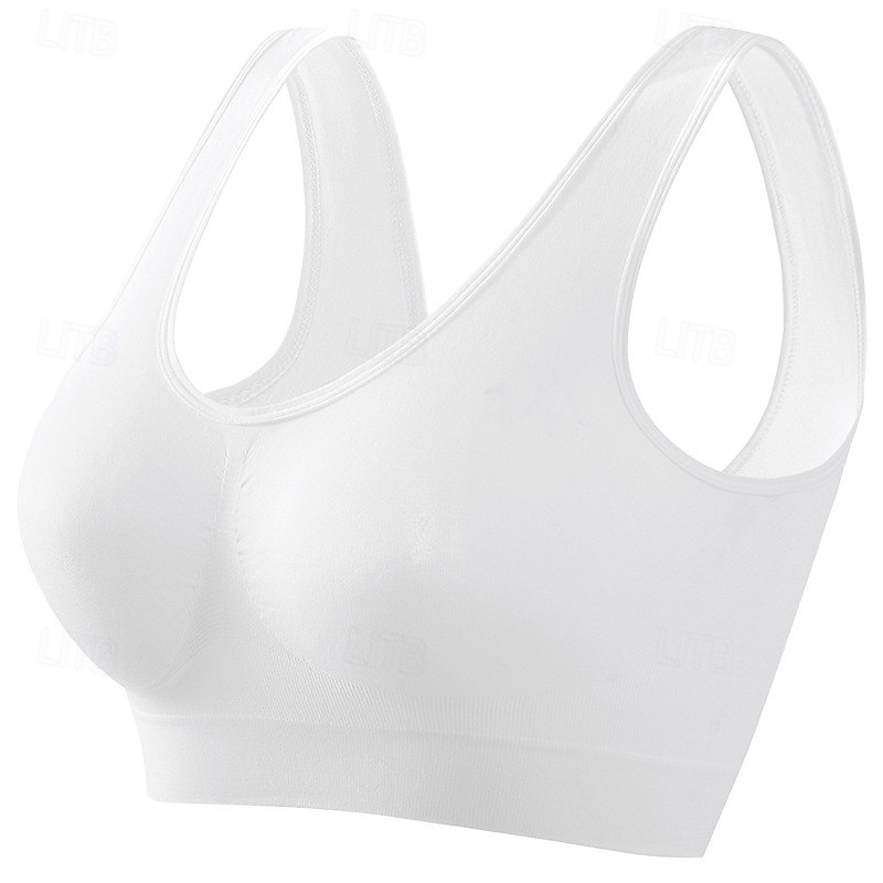 Mulheres Sustentação Leve Sutiã Esportivo Sutiã de corrida Sem costas Good Top Acolchoado Ginástica Esportes Relaxantes Corrida Respirável Leve Macio Preto Branco Rosa claro Cor Sólida de 2025 por $13.49 –P1