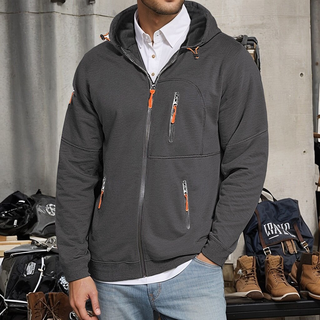 Men's Hoodie Full Zip Hoodie Fleece Hoodie Tactical Black White Wine Navy Blue Royal Blue Hooded Plain Zipper Pocket Sports & Outdoor Daily Holiday Polyester Streetwear Cool Casual Spring & Fall 2025 - $26.99 –P10
