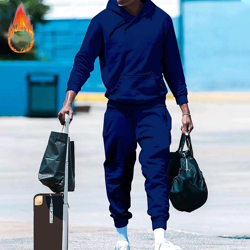 Per uomo Felpa con cappuccio Tuta Da Ginnastica Tuta da ginnastica Nero Bianco Rosso Blu Reale Arancione Con cappuccio Liscio A cordoncino 2 pezzi Tasca frontale Sportivo Giornaliero Per eventi del 2025 a $30.99 –P2