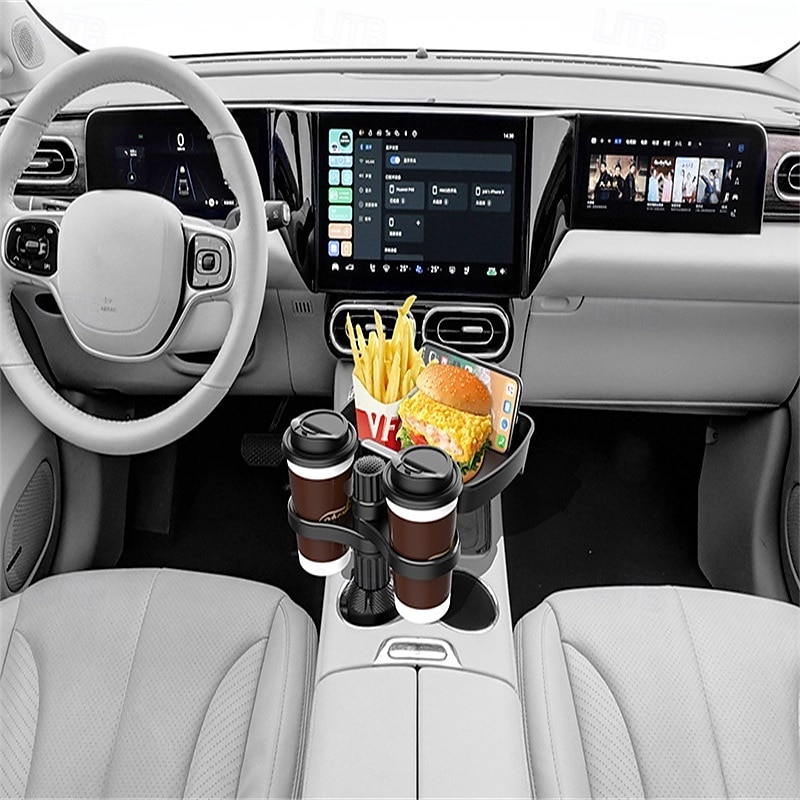 2025年 多機能車用カップホルダー、360度トレイ回転調節可能、カップホルダー用車用食品トレイテーブルに取り付け可能  コレクション – $31.99 -P3