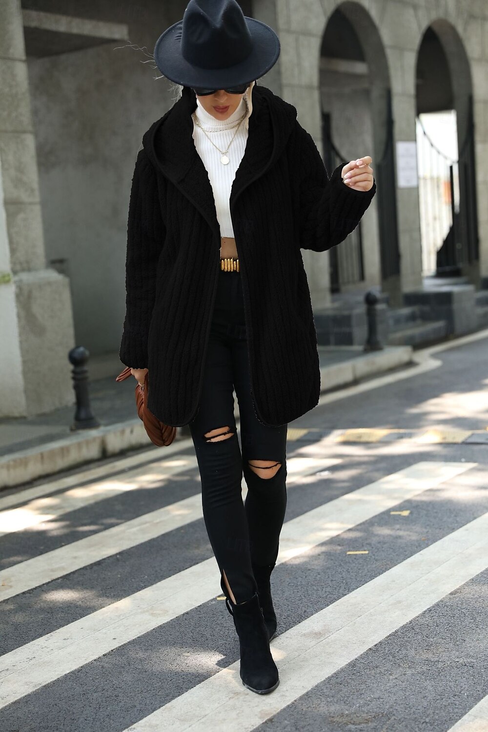 Women's Sherpa Jacket Teddy Coat Warm Zipper Pocket Fashion Casual Plain Work Open Front Turndown Loose Fit Long Sleeve Outerwear Black Red Gray Fall Winter 2025 - $52.99 –P8