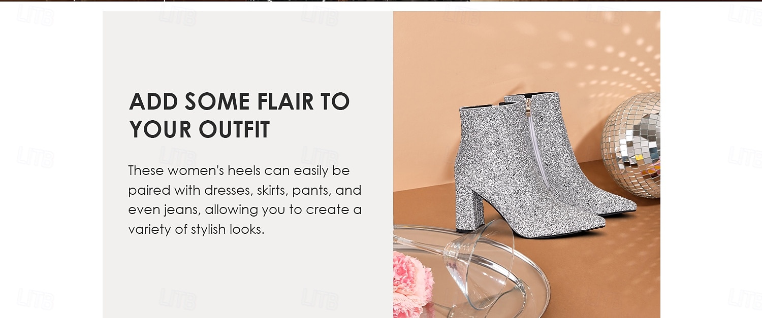 bottines à paillettes argentées pour femmes avec talons compensés, étincelantes et chics pour les fêtes et les occasions spéciales de 2025 ? $69.99 –P2