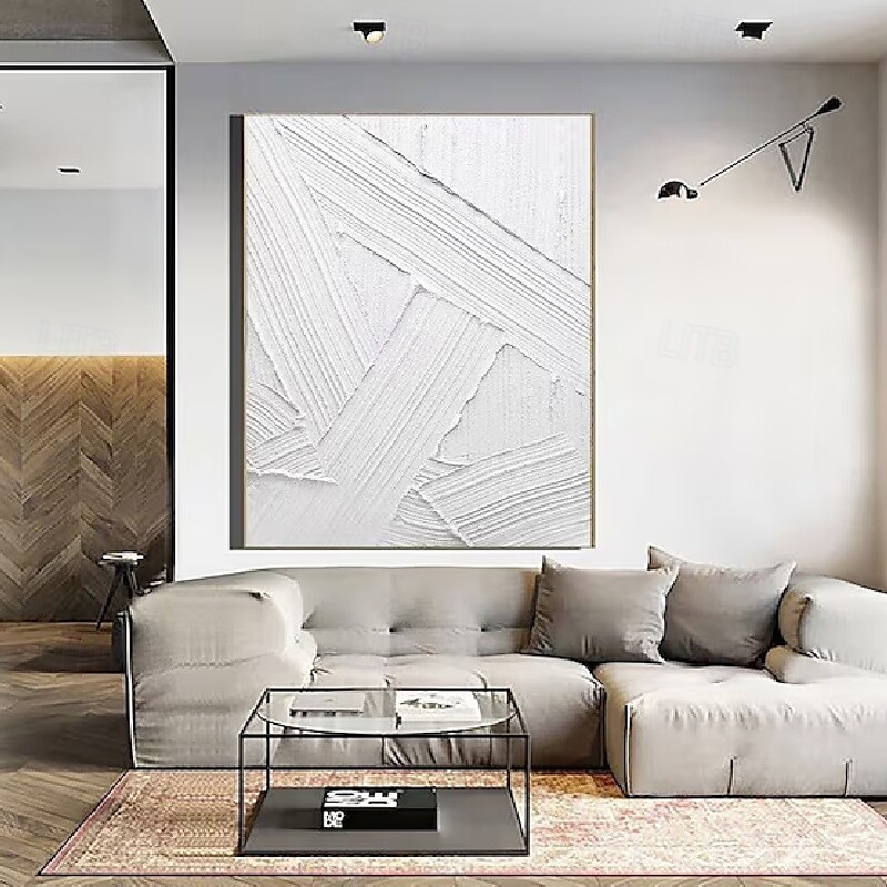 3D witte olieverfschilderij met de hand geschilderd dikke textuur olieverfschilderij met de hand geschilderd beige wit schilderij op canvas abstract 3D witte textuur olieverfschilderij wandkunst 2025 - $125.99 –P2