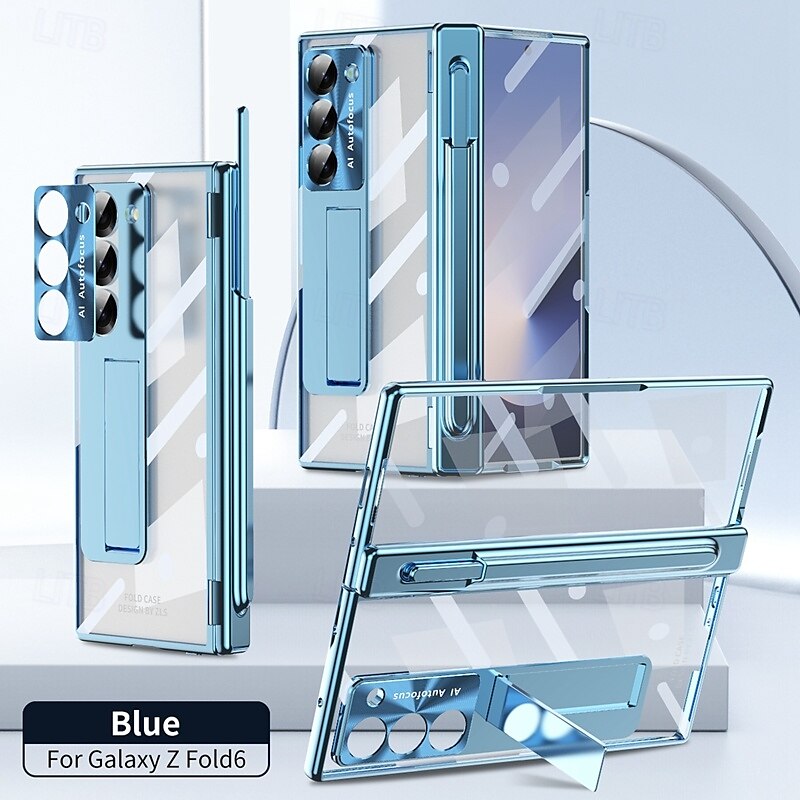 telefon Ügy Kompatibilitás Samsung Galaxy Z Hajtogatás 6 Z Fold 5 Z Fold 4 Z Fold 3 Fekete tok Állvánnyal és Képernyővédő Mágneses Retro Páncél PC Fém 2025 - $39.99 –P2
