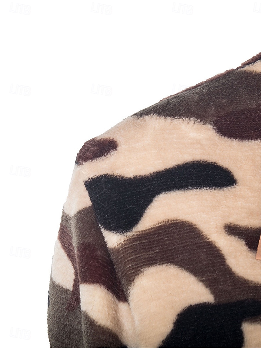 női pulóver alkalmi terepszínű utcai mindennapi ruha v nyak patchwork gombok zseb hosszú ujjú bézs szürke ősz tél 2025 - $41.99 –P12