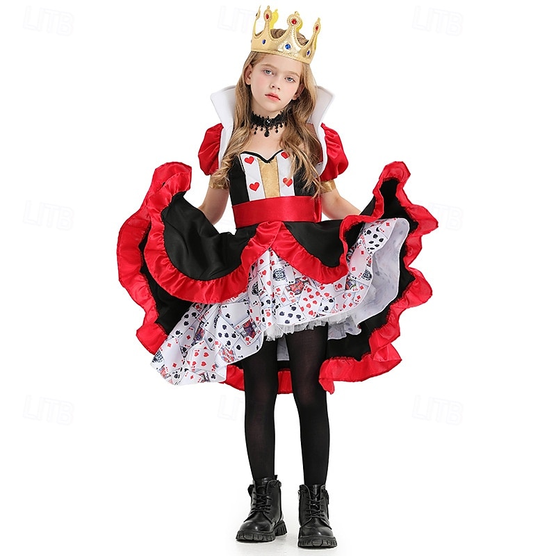 Alice in Wonderland Pohádka srdcová královna Červená královna Jed Halloween skupinové rodinné kostýmy Dětské Dospělé Dámské Dívčí Sexy kostým Výkon Večírek předvečer Všech svatých Karneval Plesov 2025 - $45.99 –P3