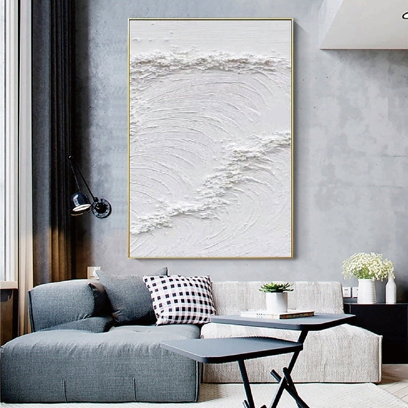 Handmade 3d white wave oil painting Wabi sabi oil painting handmade Wall Art Beige Abstract Painting Canvas A Pair Beige Texture wave painting Wall Art Neutral Abstract Wall Art Wall Decor 2026 - $116.99 –P7
