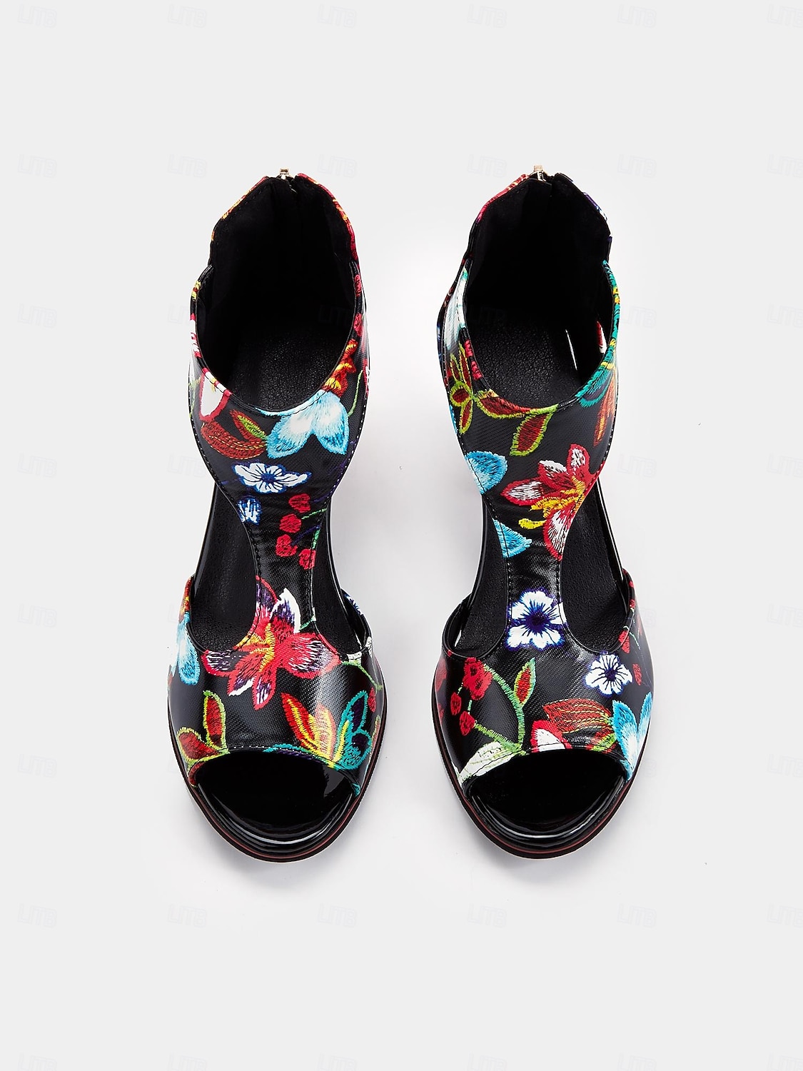 sandales à talons hauts pour femmes à imprimé floral coloré avec design découpé - chaussures élégantes à bout ouvert pour les fêtes d'été et les tenues décontractées de 2025 ? $54.99 –P6