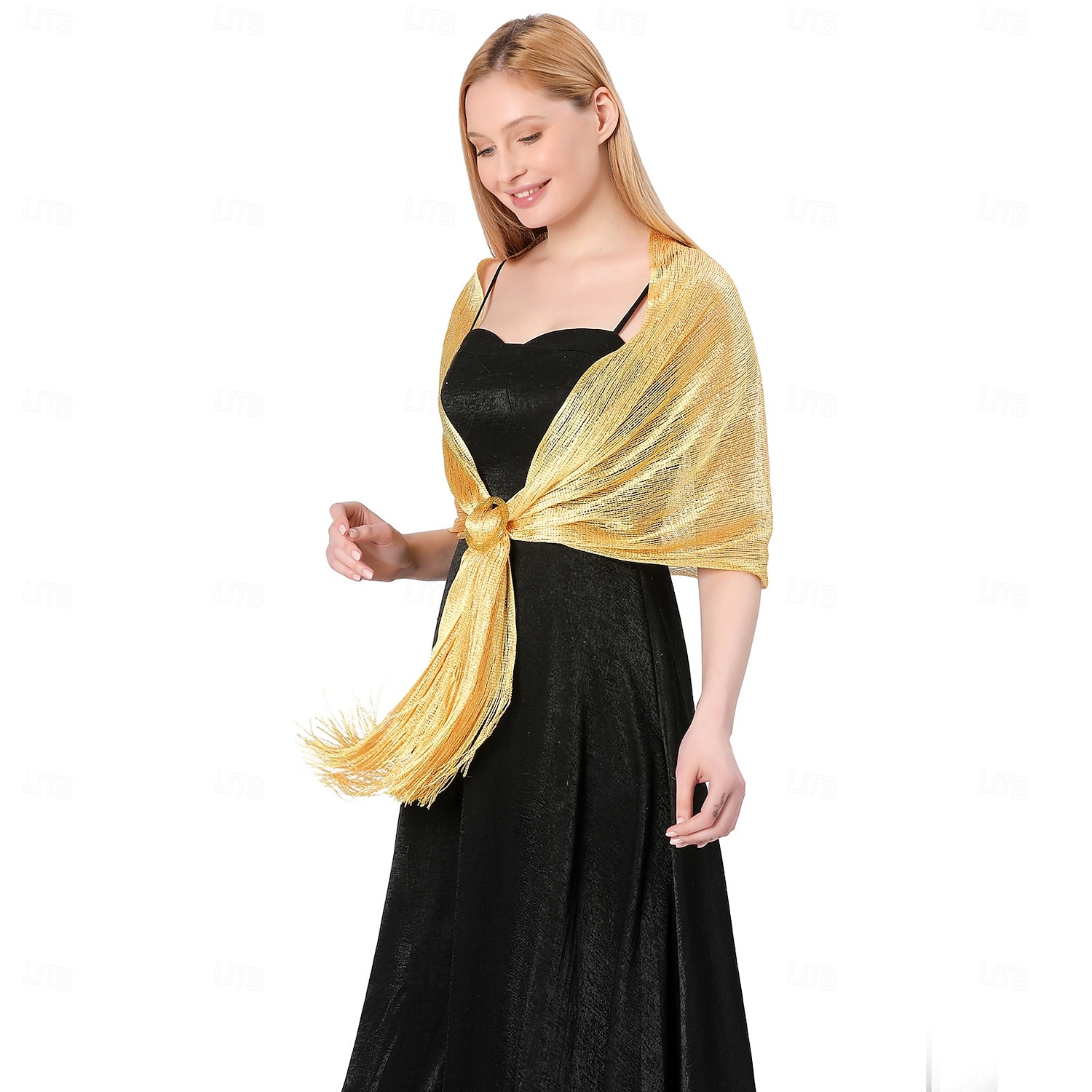 châle en soie or et argent avec boucle, groupe de mariée et demoiselle d'honneur, soirée dansante, robe de mariée, robe de soirée, châle pour femme de 2025 ? $22.99 –P7