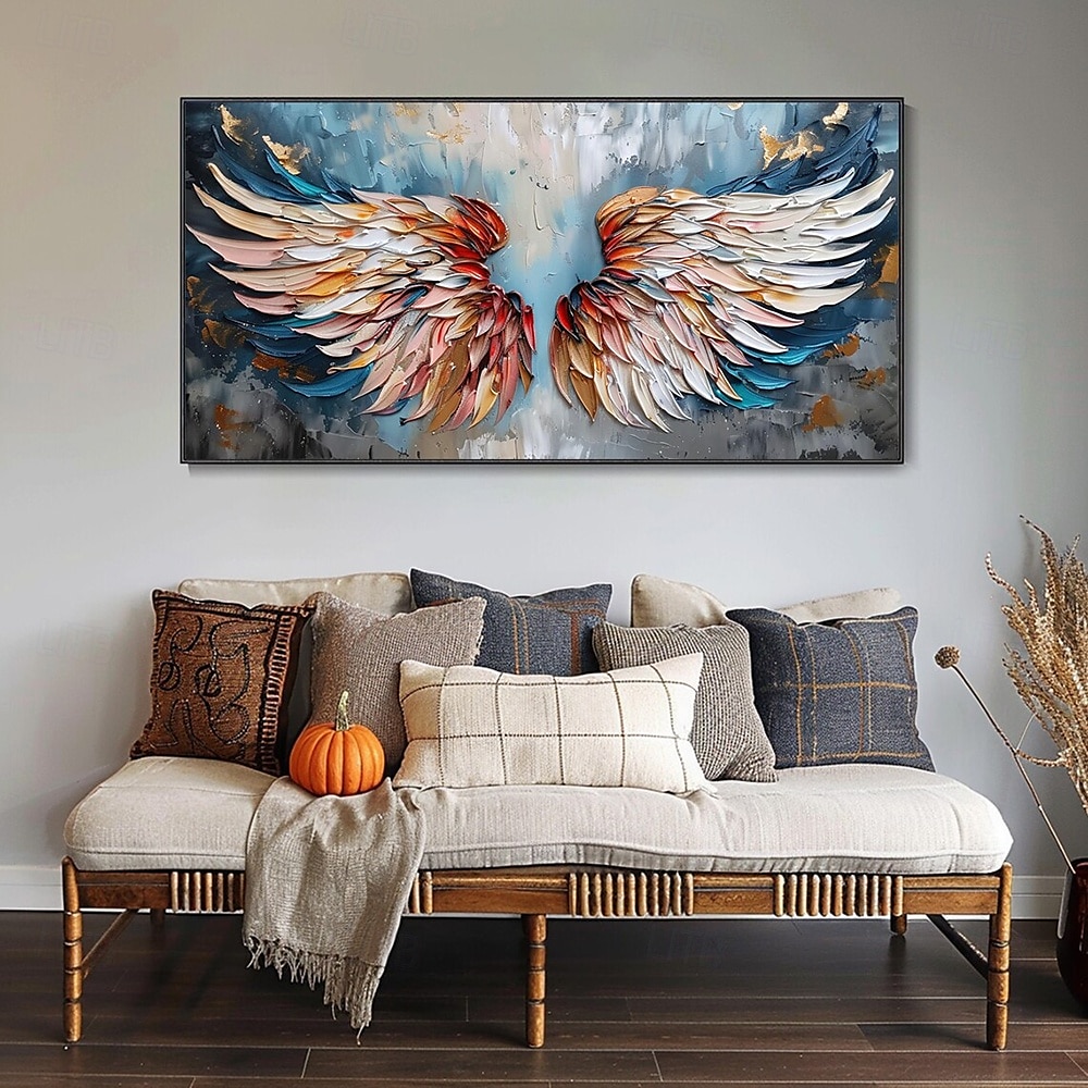 Mintura Handmade Abstract Wings Oil Paintings On Canvas Wall Art Decoration Modern Abstract Feather Picture For Home Decor Rolled Frameless Unstretched Painting 2025 - $75.99 –P3