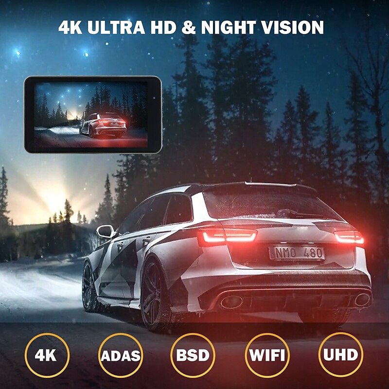 2025年 X20 MAX 2160P 新デザイン / HD / リアカメラ付き 車のDVR 150度 広角の 4 インチ IPS ダッシュカム とともに WIFI / ナイトビジョン / G-Sensor 4 赤外線LED カーレコーダー コレクション – $114.99 –P8