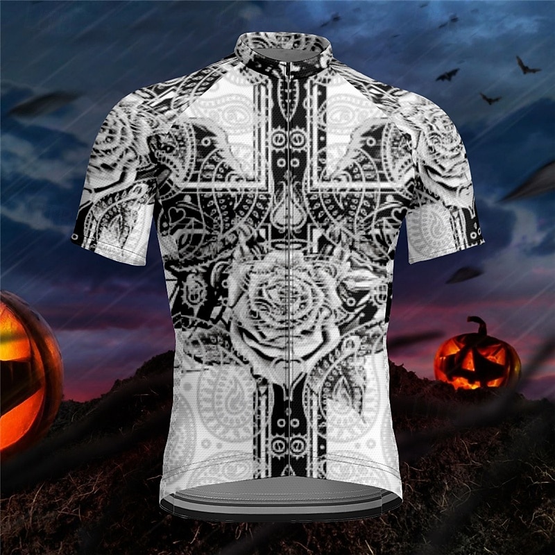 Bărbați Jersey de ciclism Trandafir Manșon scurt Bicicletă Tricou Tee Jerseu cu 3 buzunare spate Ciclism montan Uscare rapidă Proiectare anatomică Wicking Respirabil Sport Negru Alb Bleumarin 2026 - $30.99 –P1