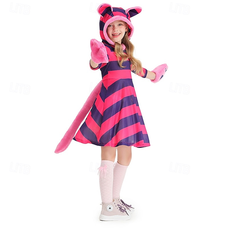 Alice in Wonderland Pohádka Cheshire Cat Halloween skupinové rodinné kostýmy Děti Dámské Dívčí cosplay Výkon Večírek předvečer Všech svatých Karneval Jednoduchý karnevalový kostým 2025 - $43.99 –P2