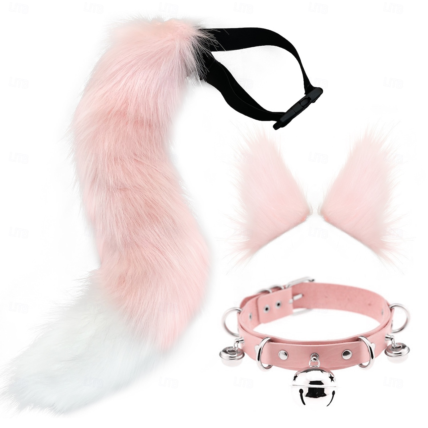 3 pinzas para el pelo de peluche con forma de orejas de gato y cola de lobo, pinzas para el pelo de piel sintética para adultos y niños, accesorios de carnaval 2026 - $27.99 –P10