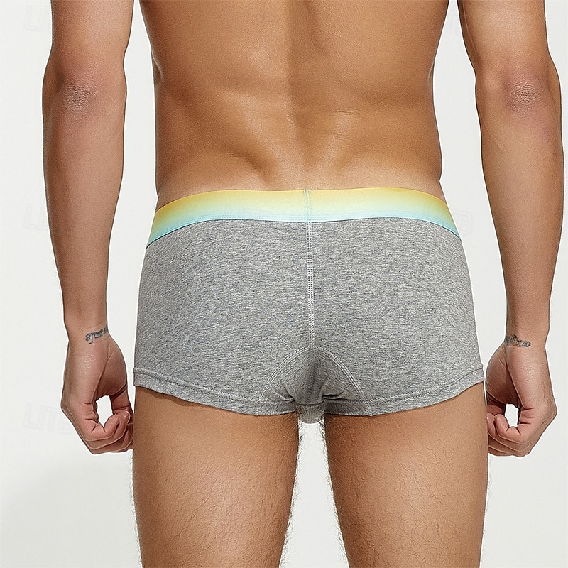 Men's 1 PCS Boxers Underwear Boxer Shorts 90% Cotton Breathable Soft Comfortable Color Block Letter Mid Rise Black White 2025 - $10.49 –P15
