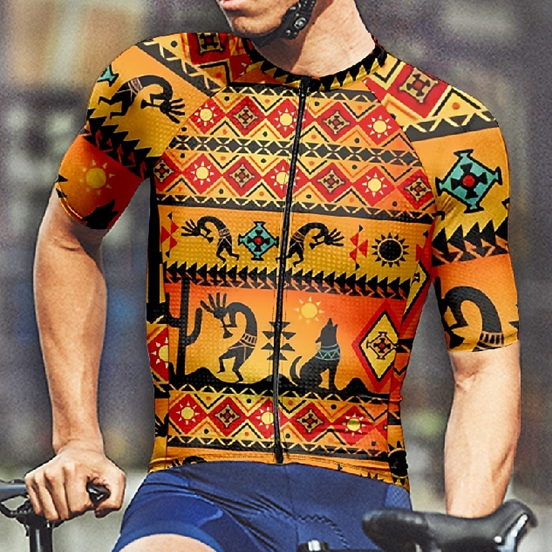 Men's Cycling Jersey Vintage Short Sleeve Bike Tee Tshirt Jersey with 3 Rear Pockets Mountain Bike MTB Quick Dry Anatomic Design Wicking Breathable Sports Yellow Clothing Apparel 2026 - $30.99 –P7