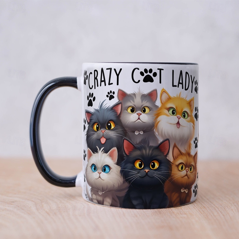 hrnek crazy cat lady - perfektní dárek k narozeninám pro milovníky koček - 11oz keramický šálek na kávu pro milovníky koček 2025 - $18.99 –P2