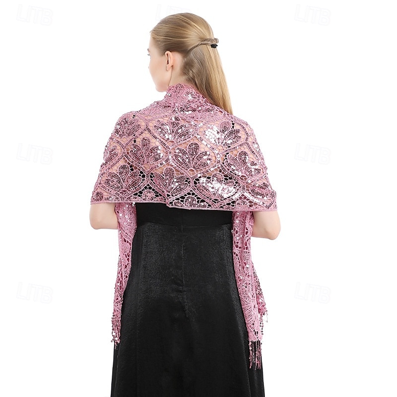 κομψή παγιέτα φούντα σάλι βραδινό φόρεμα cheongsam εξωτερικό σάλι νύφη παράνυμφος πούλιες σάλι 2025 - $22.99 –P9