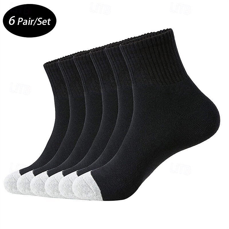 Ανδρικά 6 ζευγάρια Πολλαπλές συσκευασίες Κάλτσες Șosete de Alergat Καθημερινές Κάλτσες Μαύρο Λευκό Χρώμα Συνδυασμός Χρωμάτων Αθλήματα & Ύπαιθρος Καθημερινά Διακοπές Βασικό Μεσαίο Άνοιξη Φθινόπωρο 2026 - $4.99 –P1