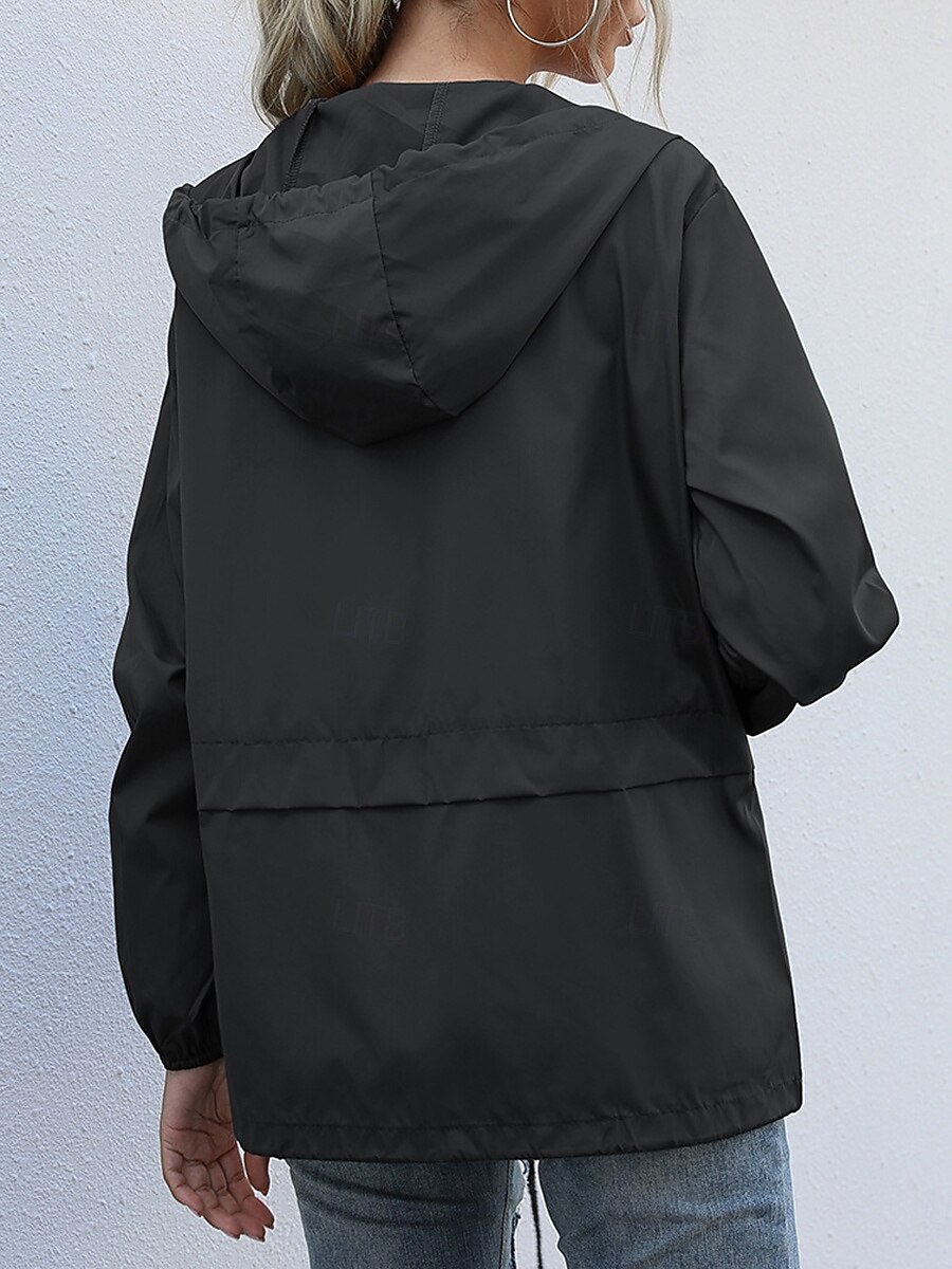 Dam Kappa Fritids- Dagliga kläder Vår Höst Normal Täcka Hög krage Normal Vattentät Stylish Ledigt Jacka Långärmad Ensfärgat Snörning Svart Vin Mörk Marin 2025 - $33.99 –P2