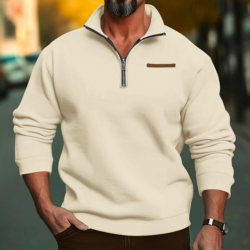 Per uomo Maglia Felpa con zip corta Aalbicocca Nero Bianco Vino Rosso Mezza zip Semplice Sport & Outdoor Quotidiano Ferie Poliestere Streetwear Essenziale Casual Autunno & Inverno Abbigliamento Felpe del 2026 a $28.99 –P15