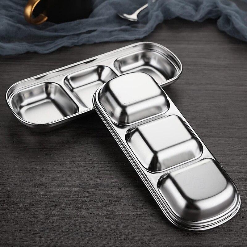 2/4pcs Stainless Steel Soy Sauce Dish Dipping Bowls 3 Grids Divided Sauce Dishes Side Dishes for Soy Sauce Ketchup Seasoning Sushi (3 Grid) 2025 - $11.49 –P3