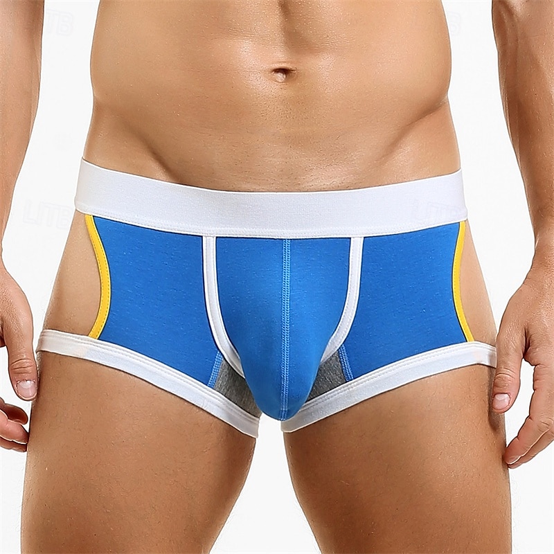 Per uomo 1 pc Mutandine sexy Boxer Lato scavato Poliestere Traspirante Morbido Comodo Color Block A vita medio-alta Nero Rosso del 2025 a $10.49 –P1
