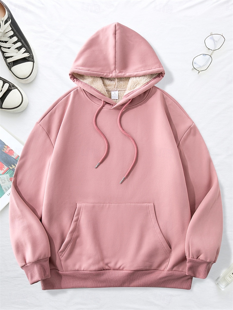 dámská mikina mikina fleece plain street denní nošení kapsa ležérní comfrt mikina s kapucí dlouhý rukáv mikroelastický podzim zima podzim & zimní comfrt prodyšná měkká tkanina 2025 - $36.99 –P10