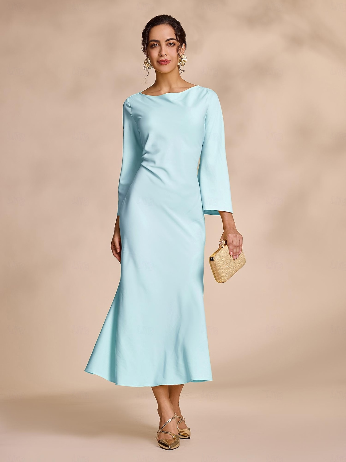 Dames Feestjurk Trompet- zeemeerminjurk Geel blauw Lange mouw Effen Kleur Gordijn Houder Lente Herfst Elegant Modieus XS S M 2025 - $99.99 -P7