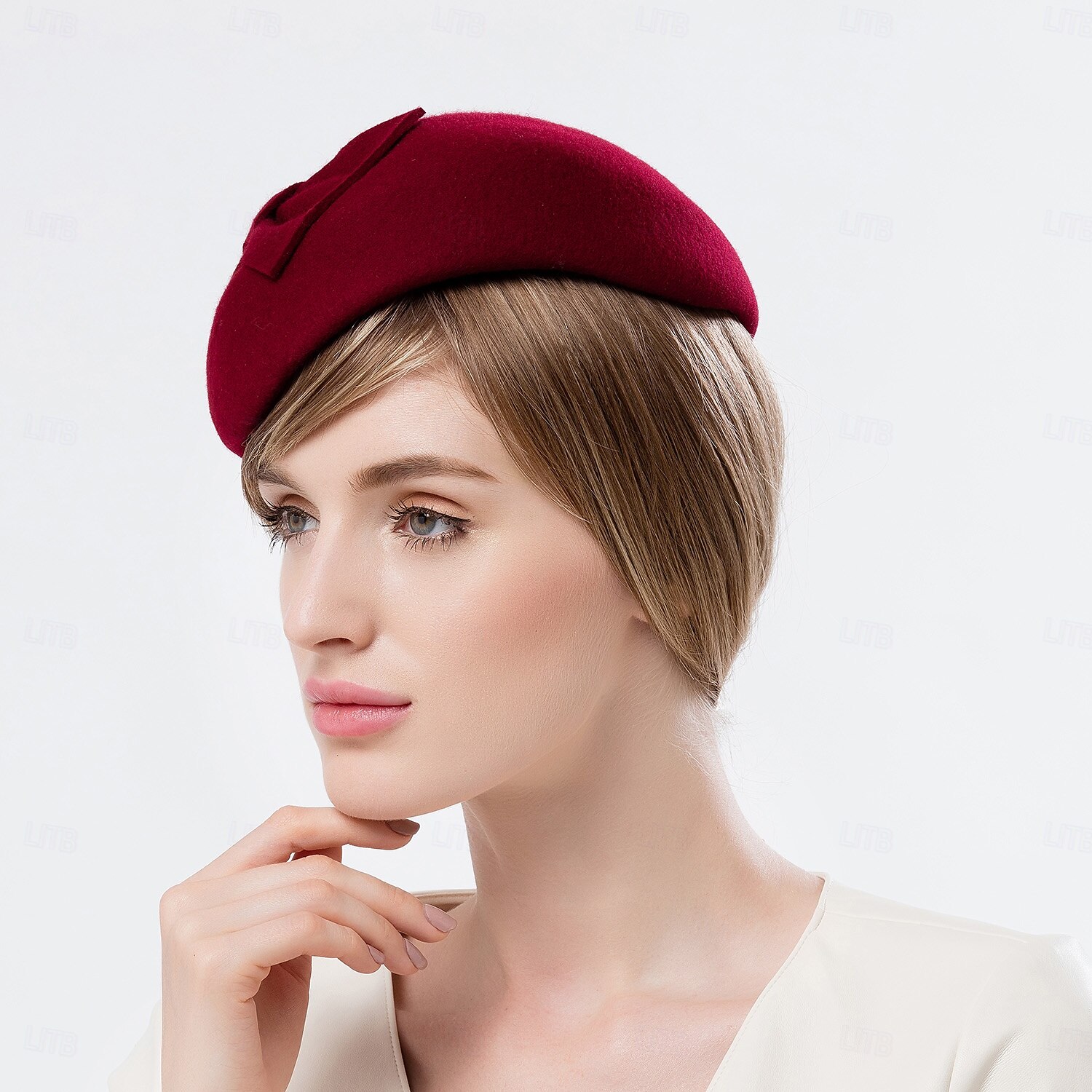 Hats 100% Wool Beret Hat Saucer Hat Wedding Tea Party Elegant Wedding With Bowknot Pure Color Headpiece Headwear 2025 - $39.99 –P6