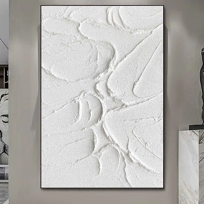 3d wit olieverfschilderij met de hand geschilderd olieverfschilderij met dikke textuur beige wit schilderij op canvas abstract getextureerd olieverfschilderij voor muurkunst schilderij voor woonkamer 2025 - $131.99 –P2