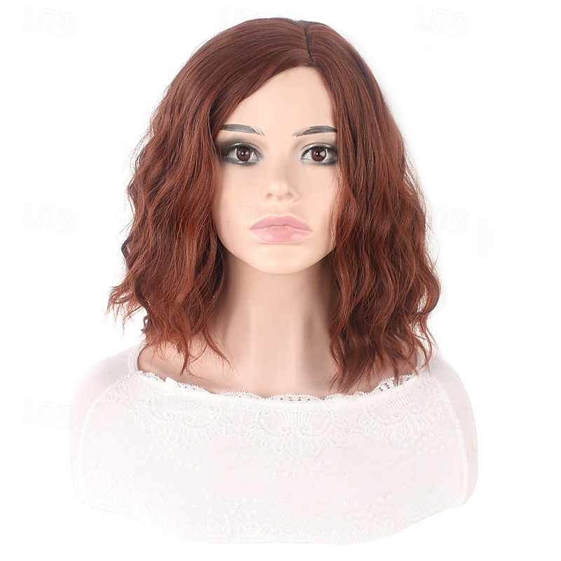 parrucche sintetiche corte da donna resistenti al calore capelli ricci parte centrale parrucca multicolore arcobaleno blu arancione sfumata del 2026 a $15.49 –P16