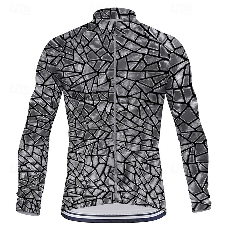 Voor heren Wielrenshirt Lange mouw Winter Fietsen T-shirt Kleding Bovenlichaam met 3 achterzakken Bergracen Wegwielrennen Sneldrogend Rits Aan De Voorzijde Lampenkatoen Geel Blauw Paars Kleurenblok 2025 - $32.99 –P5