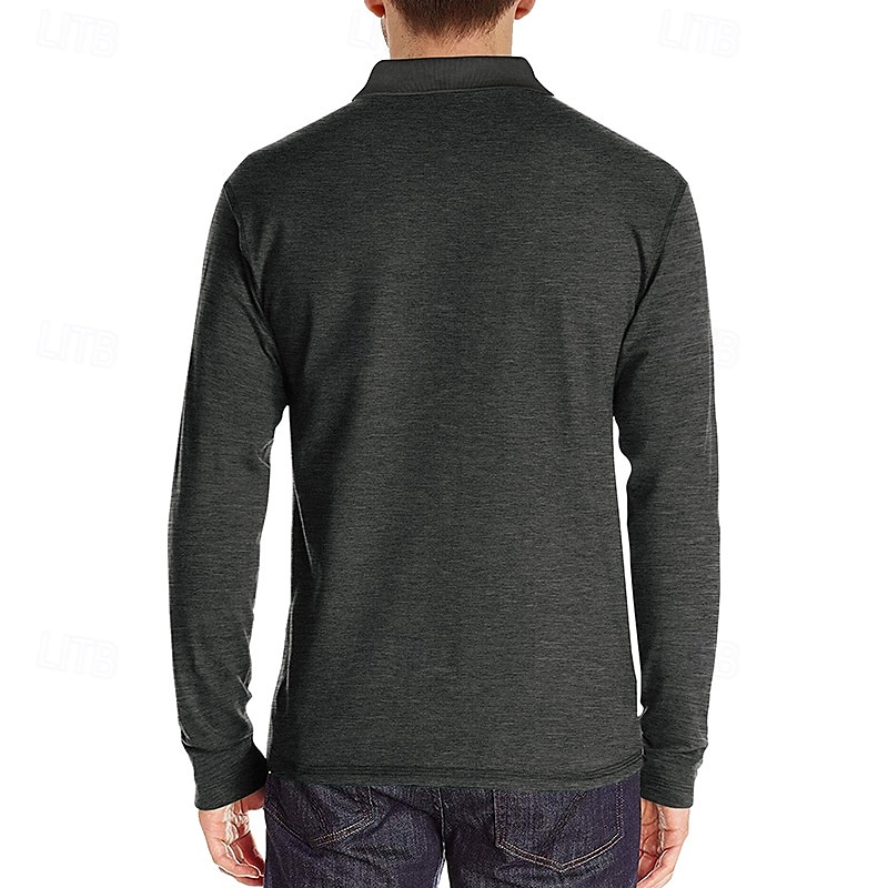 Herr Golftröja golfpolo Arbete Ledigt Kavajslag Långärmad Grundläggande Modern Ensfärgat Knapp Ficka Vår & Höst Normal Vin Aprikos Svart Vit Mörkröd Gul Golftröja 2025 - $21.99 –P8