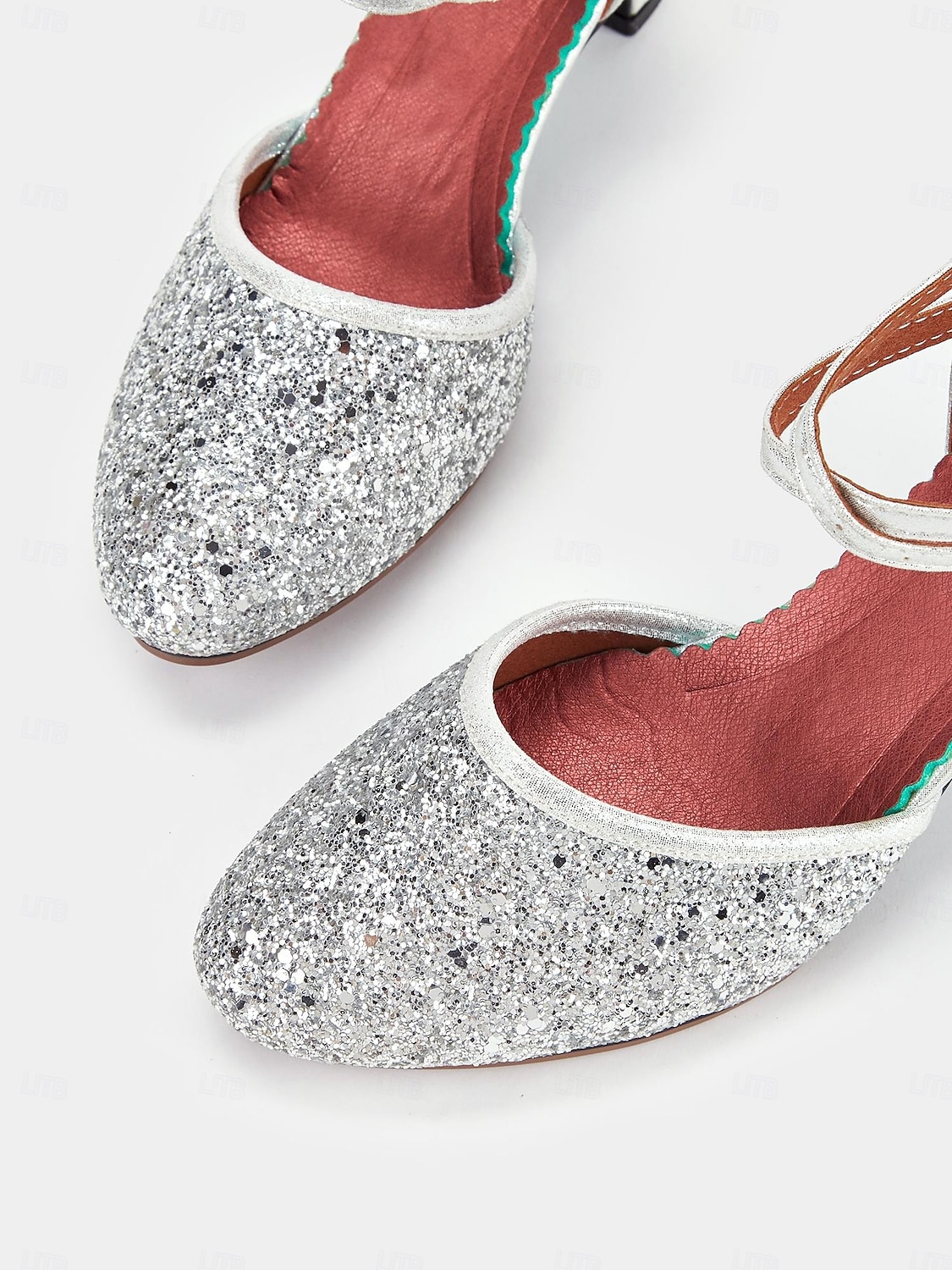 damskie srebrne, brokatowe buty do tańca latynoskiego z paskiem na kostce, idealne do występów towarzyskich 2025 - $32.99 –P9