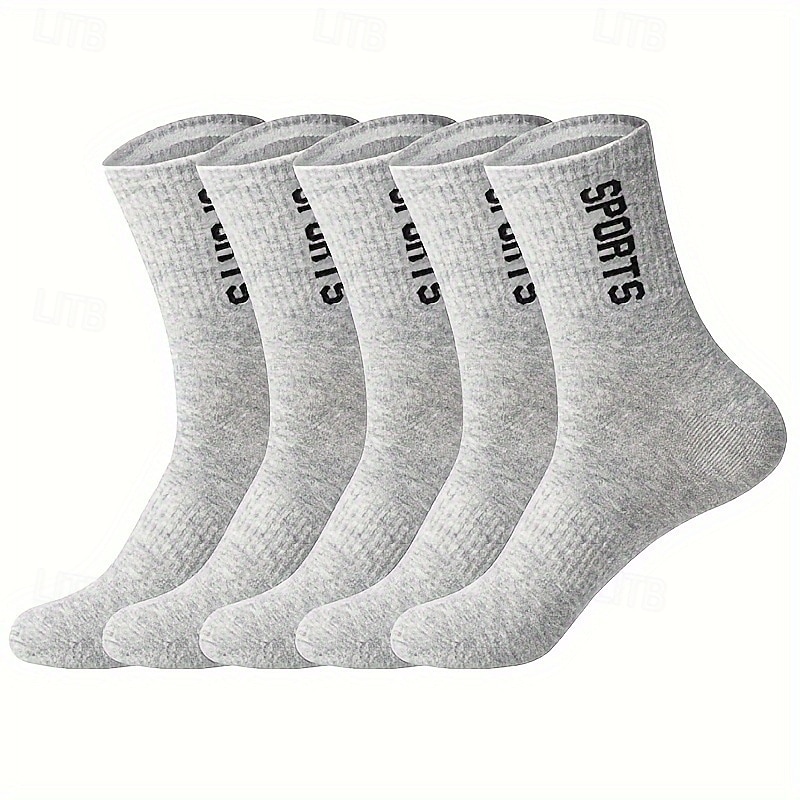Hombre 5 pares Paquetes múltiples Calcetín Calcetines para correr Calcetines informales Negro Blanco Color Letra Deporte Diario Vacaciones Básico Medio Primavera Otoño Moda Casual 2025 - $11.49 –P4