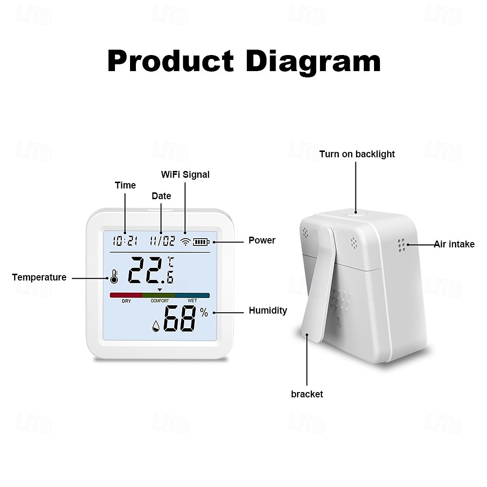 termometro igrometro termometro intelligente per la casa lcd retroilluminato con supporto staccabile sensore di umidità della temperatura digitale monitoraggio in tempo reale registrazione zigbee wifi del 2025 a $28.99 –P16