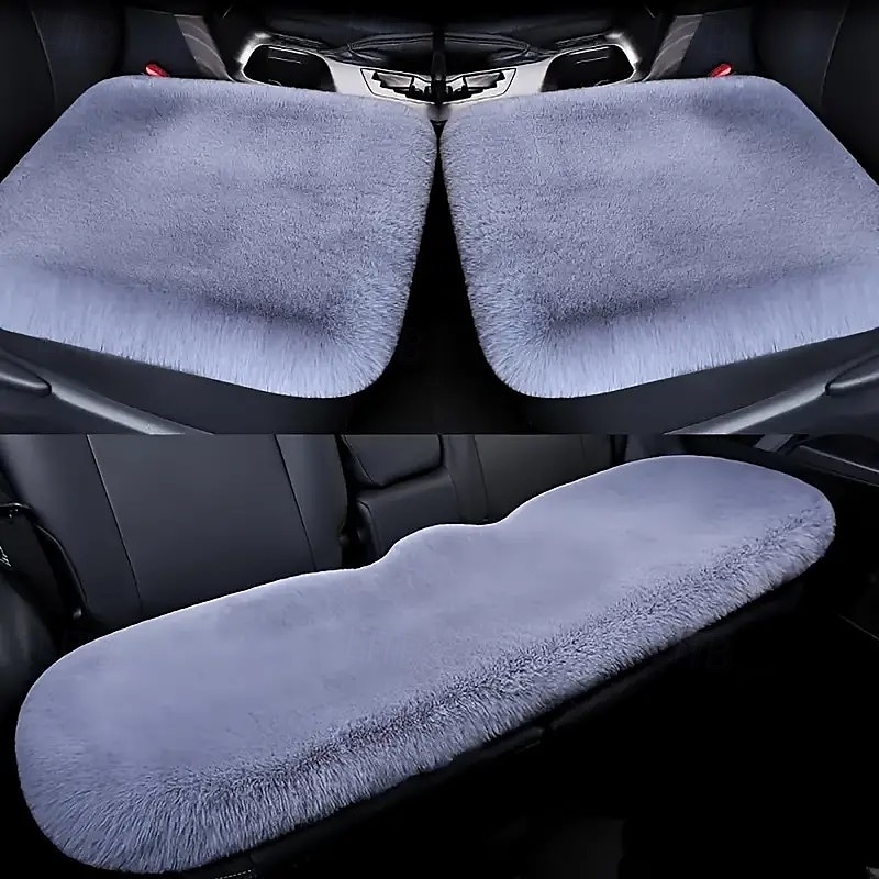 Autositzauflage Winterplüsch dicke Isolation Universeller Kaninchenhaarkleber Halbpakkung fünf Sitze 3-teiliges Set 2025 - $34.99 –P5