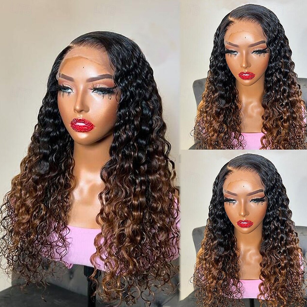Unprocessed Virgin Hair 13x4 Lace Front Wig Free Part Brazilian Hair Curly Multi-color Wig 130% 150% Density with Baby Hair Ombre Hair For Women wigs for black women Long Human Hair Lace Wig 2025 - $218.19 –P4
