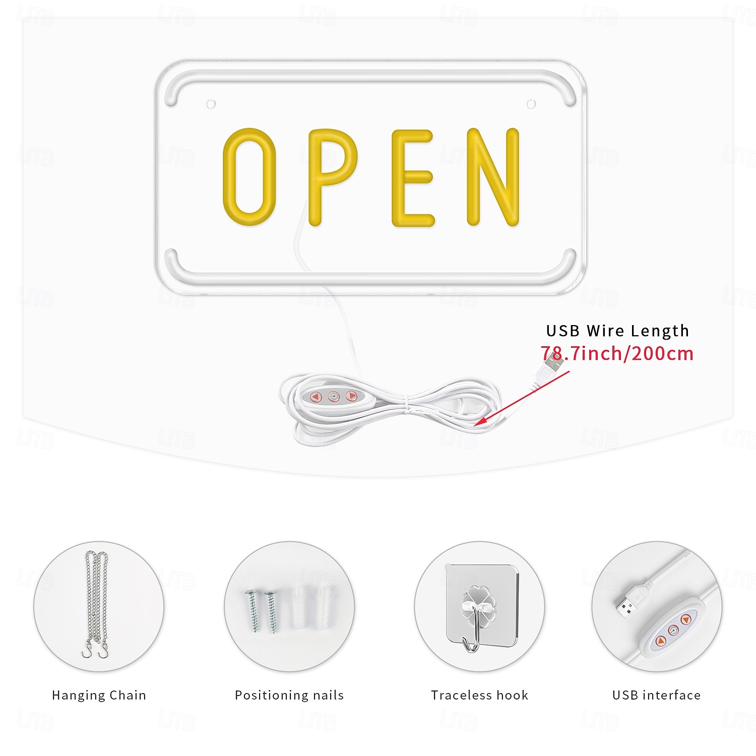 2025年 オープンネオンサイン LED ビジネスネオンオープンサイン ウォールライト アート装飾 斬新なナイトネオンランプ USB ワイヤーで駆動 バー、店舗、コーヒーショップ、ホテル、屋外装飾用  コレクション – $25.99 –P4