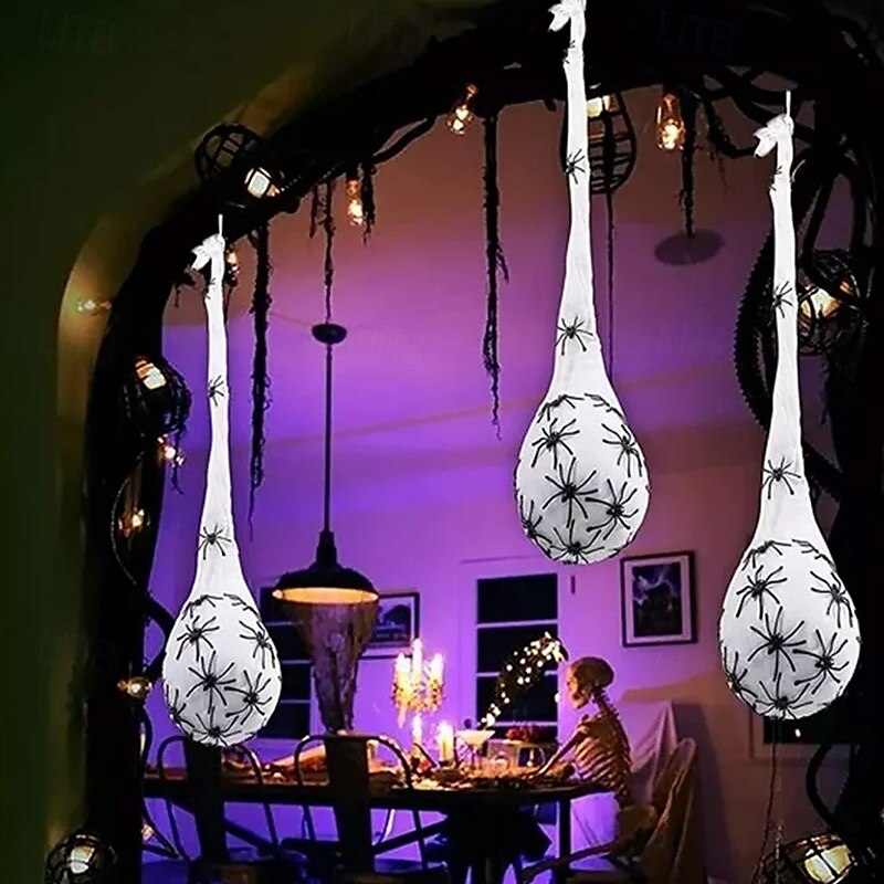 3 pack halloween decoration hanging light up spider egg sacs large halloween spider and spider web with solar string light spider props for halloween indoor outdoor party decor de 2025 ? $14.49 –P8