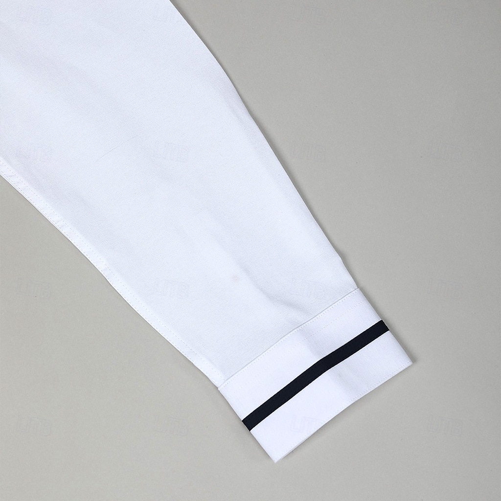 Men's Shirt Band Collar Shirt Dress Shirt Button Up Shirt Oxford Shirt Patchwork Wedding Vacation Light Blue White Navy Blue Gray Long Sleeve Standing Collar Spring & Summer Clothing Apparel Front 2025 - $25.99 –P4