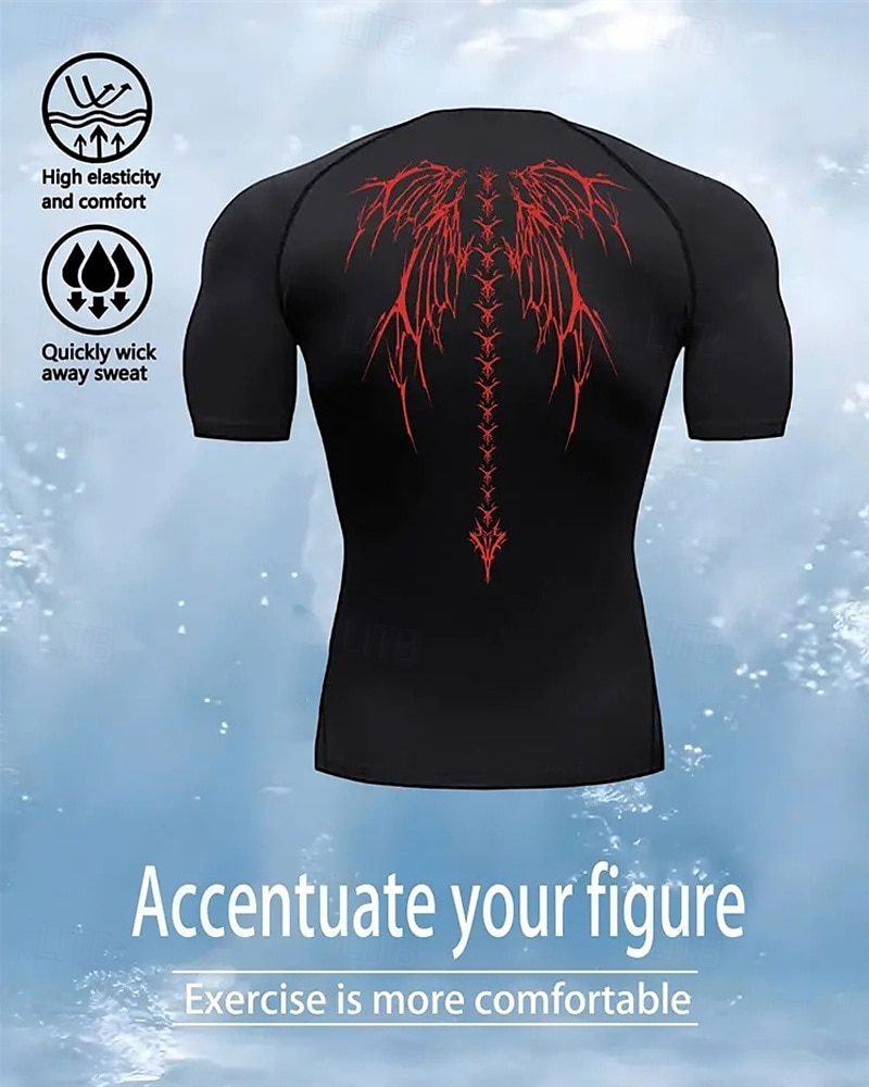 Per uomo Maglia a compressione Maglia atletica Maglietta da Palestra Maglietta Fitness Manica Corta Maglietta Casuale Athleisure Grafico Asciugatura Rapida Alta elasticità Compressione Traspirante del 2025 a $15.49 –P1