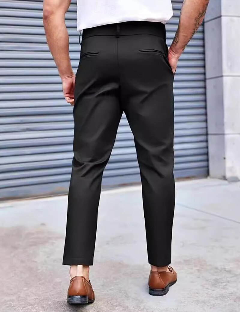 Herren Anzughosen Karottenhose Hose Hosen Anzughose Gefaltet Tasche Glatt Komfort Weich In voller Länge Formal Hochzeit Geschäft Modisch Strassenmode Schwarz Blau 2025 - $27.99 –P2