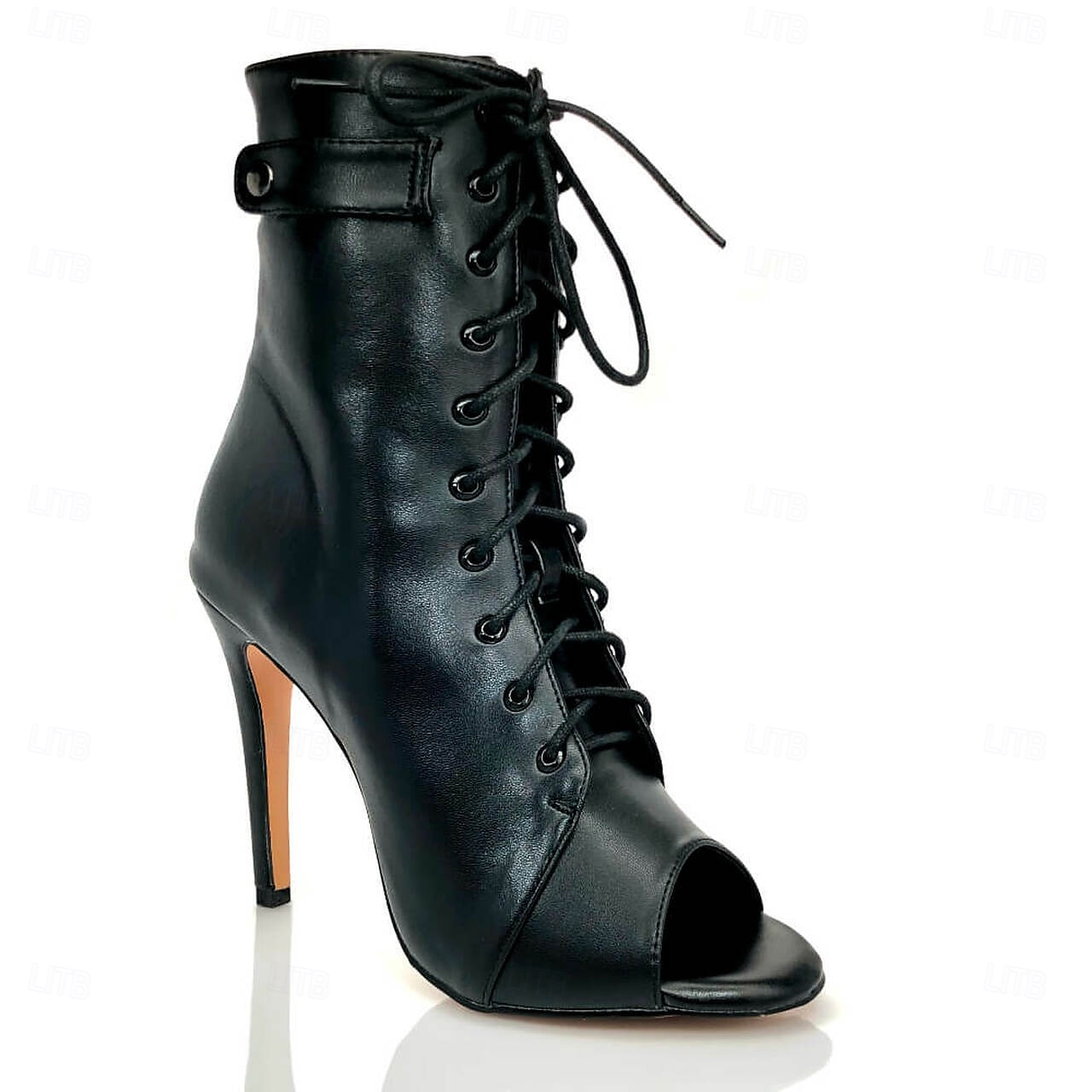 Schwarze Tanzstiefel mit Schnürung und Peep-Toe für Damen mit Stilettoabsatz, stylische High Heels für Standard- und lateinamerikanische Tänze 2025 - $69.99 –P2