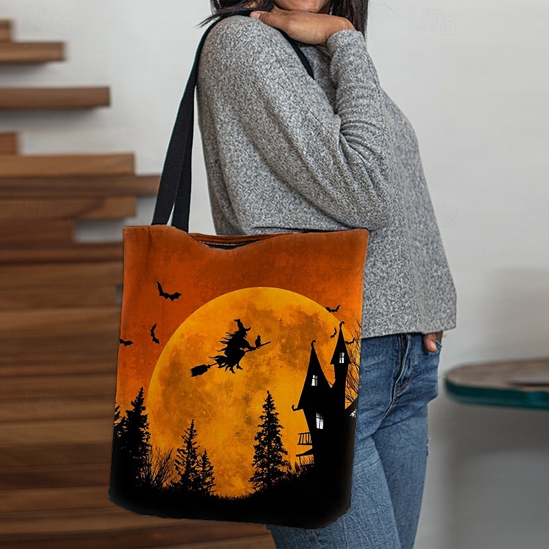 dámská kabelka s tématem halloween s designem čarodějnice a úplňku - ideální pro halloween a každodenní použití 2025 - $16.99 –P1