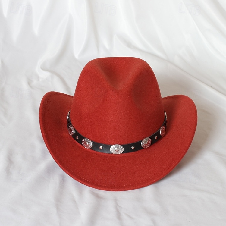 jednolity kolor unisex kowbojski kapelusz punkowy western z dzianinowym filcem 2025 - $18.49 –P14
